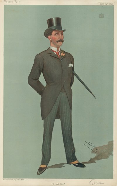 Viscount Valentia, Oxford City, 14 September 1899, Vanity Fair cartoon by Leslie Matthew Ward